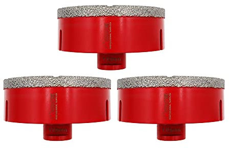 SHDIATOOL Lot de 3 forets diamantés - Diamètre de la scie cloche : 110 mm - Brasé sous vide pour béton, granit, marbre, porcelaine, carrelage, maçonnerie, brique