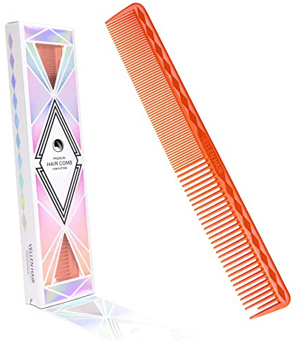 Vellen Hair Ultimativer Schneidkamm für Männer und Frauen, unzerbrechliches PEI-Material 220 °C, hitzebeständig, Friseur-Stylingkämme - 17,8 cm - Orange - VH202