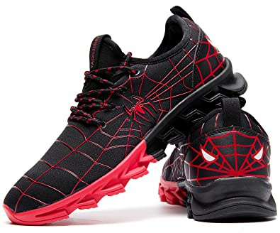 Boys Girls Shoes Kids Running Tennis Sneakers Non Slip Breathable Strap Athletic Sports Shoes Spider Web Red 1 Little Kid