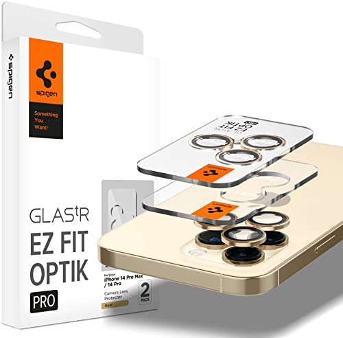 Spigen Glas.tR EZ Fit Optik Pro Tempered Glass Camera Lens Protector for iPhone 14 Pro, iPhone 14 Pro Max - Gold (2 Pack)