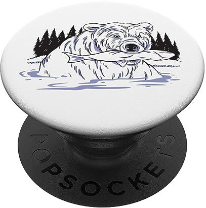 Eisbär mit Fisch angeln fischen im Winter Fischer Angler PopSockets mit austauschbarem PopGrip