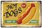 SUPERDANT Hot Dogs Best In Town Blechschild Fast Food Blechschild Vintage Deko Metallschilder Blech Lustige Retro Deko Malerei Eisendekor Für Fast Food Festaurant Outdoor Holzzaun Dekoration