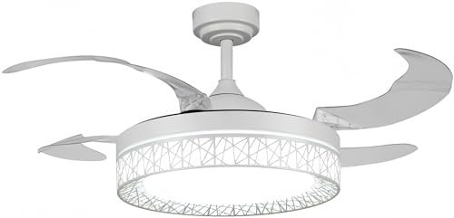 Ventilador con LED Lámpara LED Invisible Ultra Silencioso con Motor DC y Aspas Desplegables con Luz Led 36W Luz Fría/Neutra/Cálida Interiores Plafón lluminación