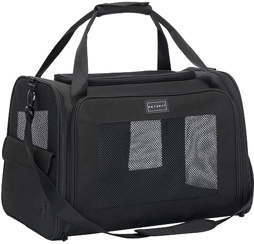 Petsfit Transportbox Katze Hund faltbar Transporttasche Hundetasche für Katzen Hunde, Hochwertige Tragetasche Hund Katze mit Schultergurt und weiches expandierbare Kissen, groß
