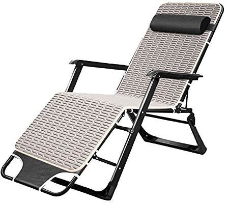BUJOG Liegestuhl, Loungesessel, Stahlrohr, Freizeitstuhl, zusammenklappbar, tragbar, 5-stufig verstellbar, für Büro, Outdoor, Rasen, Terrasse, Camping, Strand, Hof (schwarz)