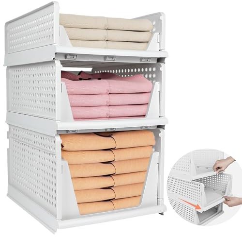Johyzmpun Schrank Organizer Kleiderschrank, 3 Größen Faltbare Wardrobe Organizer, Ordnungssystem Für Kleiderschrank, Schubladen, Wardrobe (S M L)