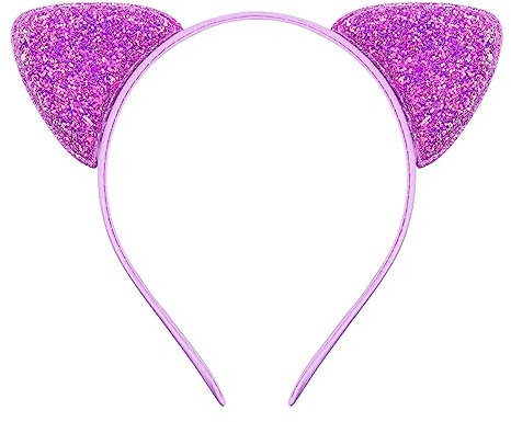 Smbcgdm Cerchietto per capelli da bambina, con orecchie di gatto in stile cartone animato, colore: viola