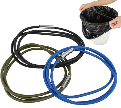 YUXIANLB Trash Can Rubber Bands Set, 3 Pcs Bands Fits 13 to 30 Gallon Garbage Cans, Durable Elastic Bands for Home Office School (Black, Blue, Olive Green)