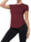 Weardear Sport T-Shirt Damen Rundhalsausschnitt Workout Tops Kurzarm Atmungsaktive Mesh Seiten Laufen Yoga Top S-XXL