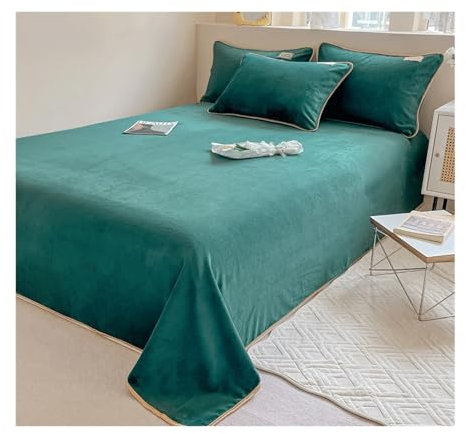 RUZGAR Warme Plüsch Betttuch Cashmere-Touch Haustuch Flanell Fleece Bettlaken ohne Gummizug Haustuch Winter Plüsch Laken viele Größen und Farben (Color : Green, Size : 160x230cm-63x90 in)