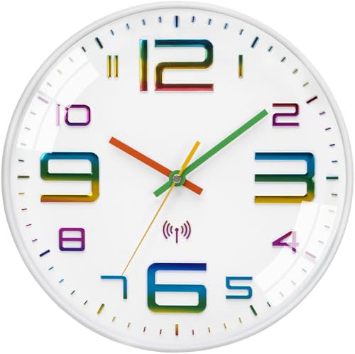 VINILITE Orologio da Parete Radiocontrollato con Numeri 3D Orologio da Parete Moderno Silenzioso per Cucina, Ufficio, Camera da letto