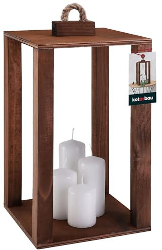 KOTARBAU® Holzlaterne Braun 20 x 20 x 34,5 cm Gartenlaterne Holz Laterne draußen & drinnen Laterne Wohnzimmer für Blumen und Kerzen Laternen Hochzeit