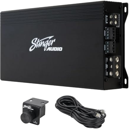 STINGER Audio MT-1000.5 - Amplificatore audio per auto, 1200 Watt RMS, 5 canali, classe D, Hexfet Mosfet, filtro crossover passa-alto/passa-basso, filtro subsonico, manopola per bassi subwoofer, Bass