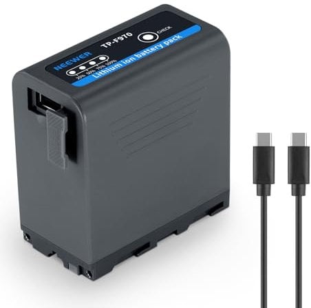 NEEWER 10500mAh NP-F970 Replacement Battery, 4,8 Stunden volle Ladezeit, 20W PD Schnellladekabel USB C, Camcorder LED Videoleuchte Kamera Akku für Sony FX3/FX30/A7, für Canon R5, für Nikon Z8, grau