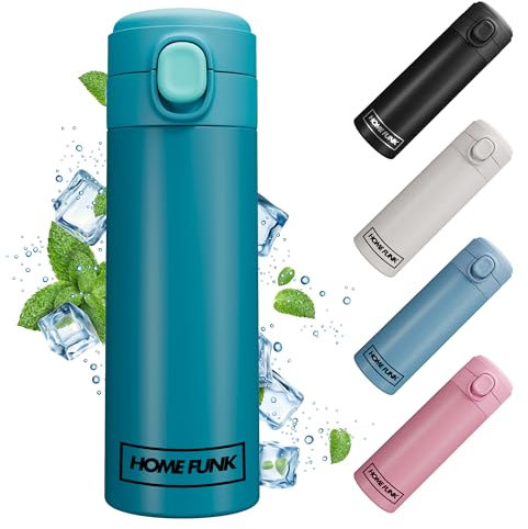 HOMEFUNK Flask for Hot Drink Hot Water Flask Insulated Thermal Mug Stainless Steel Leakproof Thermal Flask (SEA Green)