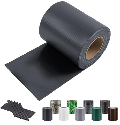 Sunnylaxx PVC Sichtschutzstreifen 50m x 19cm, 450g/m² inkl. 30 Clips, Anthrazit Zaun Sichtschutz, Gartenzaun, Stabmattenzaun, Zaunfolie, Doppelstabmatten Zaun