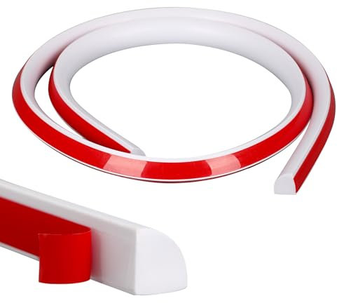 Inscrip Shower Sealing Strip for Shower, Self Adhesive Silicone Water Stopper, Shower Threshold Protection, Walk-in Shower Floor, Water Blocker, Shower Water Stop for Wet and Dry Separation (White,