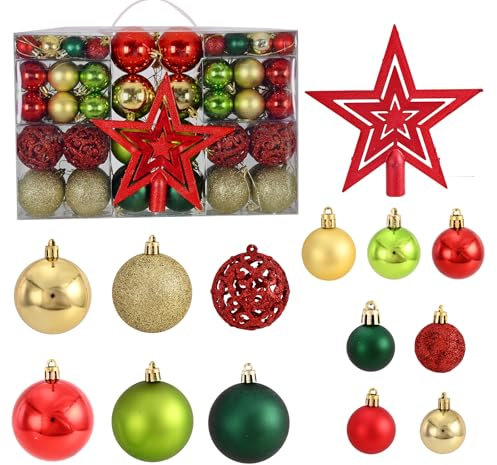 Livole 101 Stück Weihnachtskugeln, Multicolor Weihnachtskugeln Kunststoff Weihnachtsdeko Kugeln Set, Weihnachtsbaum Tisch Deko, Mini Weihnachtsbaumkugeln für Weihnachten und Party Dekoration