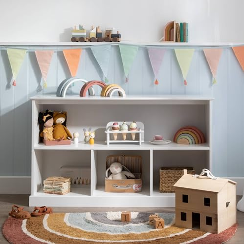 Nöa & Nani Open Shelf & 3 Cube Storage Unit - 1 Spacious Book Case & 3 Cubed Storage Shelving Unit for Toys, Books & Décor for Kids Bedroom, Playroom & Living Room - Halmstad Collection, White