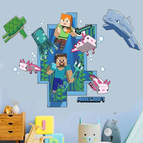 Wandaufkleber, animierte Aufkleber, Vinyl-Wandaufkleber, Wandfenster-Glasdekoration,My WorldAufkleber Dekoration,Wandaufkleber für Jungenzimmer 30 x 79 cm (blau)