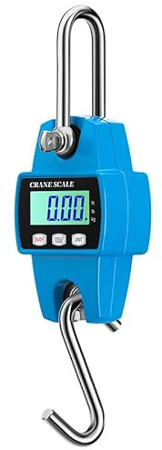 Voltix Tragbare digitale Waage zum Aufhängen für schwere Anwendungen, 300 kg, 600 lb, Mini-Waage mit LCD-Display und Batterien im Lieferumfang enthalten (Blau)