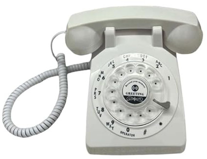 Sharplace Audio-Gästebuch-Telefon, Sprachrekorder-Telefon, klassisches Wählscheiben-Festnetztelefon, Modell mit Aufnahmetelefon für Brautpartys und Hochzeiten, Weiß