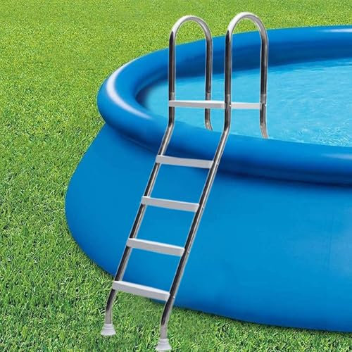 CYPOSLDN Pooltreppe Aus Edelstahl 304, Deluxe-Poolleiter, Leiter Für Oberirdische Schwimmbecken Im Freien, Maximale Tragkraft 500 Lb, 4 Stufen, Doppelseitige rutschfeste Pool-Trittleiter