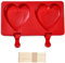 Stiesy 2Pcs Red Heart Silicone Moulds Lollipop Silicone Mould Love Heart Shape Popsicles Food Grade Silicone Molds with Wood Sticks for DIY Candy Chocolate Ice