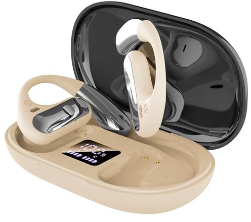 CoolJumper Auricolari Bluetooth 5.4 Open Ear, 2024 Cuffie wireless Sport Over Ear Microfono integrato con ganci auricolari 50 ore di riproduzione Auricolari Display LED Custodia di ricarica