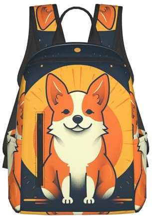 LZQPOEAS Sac à dos de voyage pour ordinateur portable - Sac à dos tendance pour femme et homme - Sac d'ordinateur Corgi léger pour la randonnée, noir, One Size