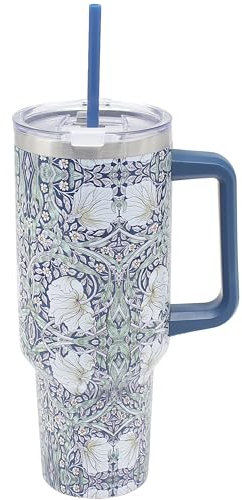 The Leonardo Collection William Morris Pimpernel Double Walled Stainless Steel Drinks Cup 1200ml for Kitchen | Lovely Coffee Cup Set for Home & Office | Coffee & Tea Cups for Enjoying Hot Drinks