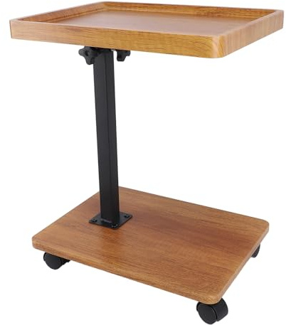 Ejoyous Mesa auxiliar con ruedas, en forma de C, altura ajustable, mesa de sofá de madera, mesa de café, mesa lateral móvil para dormitorio, sala de estar