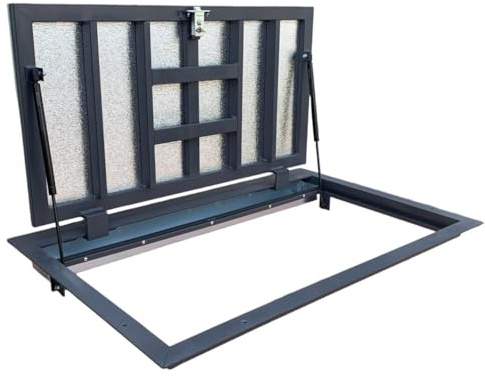 S-Lion Trappe de Sol Thermo Max 4 60 x 110 cm, avec Vérin à Gaz, Verrouillage avec Poignée & Joint sur 4 Côtés, Trappe pour Cave & Regard de Visite, Cadre en Profilé d’Acier, 600 x 1100 mm