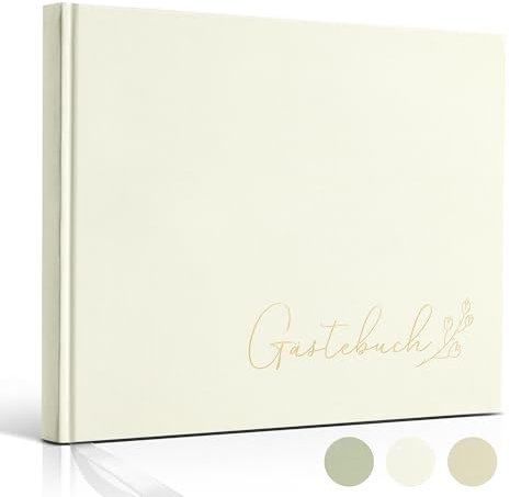 Hyggartn Guestbook, Gästebuch für Hochzeit, Geburtstag, Babyparty, Taufe - Gästebuch Hochzeit 100 blanko Seiten（Cremeweiß）