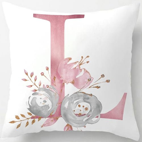 Tillskuch Kissenbezug 40x40 rosa Kissenbezüge Buchstabenfolge Kissenhülle Dekorative Dekokissen Sofakissen Couchkissen Dekokissen Zierkissenbezug Deko Kissenhüllen Wohnzimmer Schlafzimmer (L)