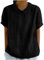 Blouse Femme Chic et Élégant Col Claudine Chemisier Couleur Unie Oeillet Broderie T-Shirt Été Manches Courtes Tunique Coupe Ample Revers Chemise Léger et Respirant Haut