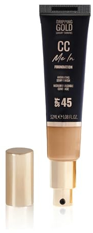 Dripping Gold CC Me In Almond | Full Coverage CC Cream Foundation | SPF 45 Sun Protection | Hydrating & Brightening | Lightweight & Buildable | Vegan & Cruelty-Free