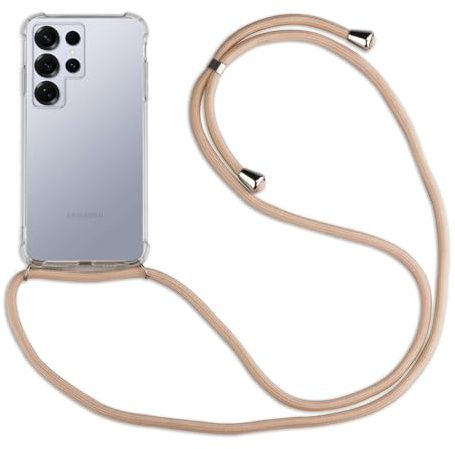 betterfon Handykette Hülle kompatibel mit Samsung Galaxy S25 Ultra | Smartphone Hülle Case mit Band | Handyhülle Handyband zum Umhängen | Beige/Braun