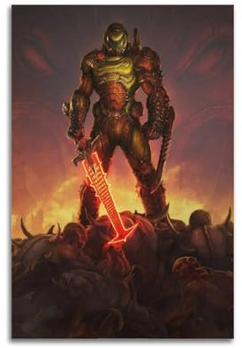 OSMNNIZ Doom Slayer-Poster, dekoratives Gemälde, Leinwand, Wandposter und Kunstdruck, moderne Familienschlafzimmer-Dekoration, Poster, 20 x 30 cm