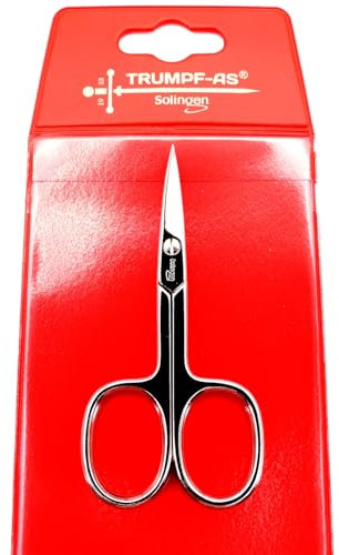 TRUMPF-AS Nagelschere Solingen 9cm • Gebogene Schere • Extra scharfe Nagelschere • Professionelle Maniküre Schere aus Carbonstahl • Made in Germany (Solingen)