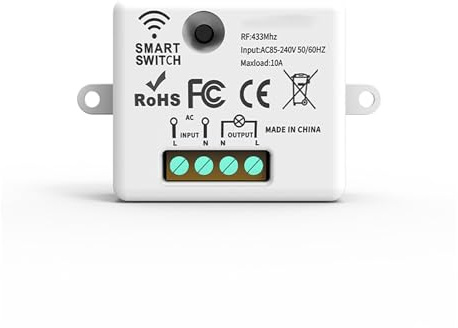 Kit Interruttore Luce Smart WiFi – Ricevitore + Interruttore Wireless, Controllo Remoto Intelligente da telefono compatibile con App Tuya e Google Home/Alexa (1 Ricevitore)