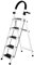 Escabeau en Acier De 5 Marches Tabouret Marche Pied Pliant Echelle avec Pieds Anti Dérapant Max 150Kg-152 x 87 x 39 cm - 5 marches (Blanc)