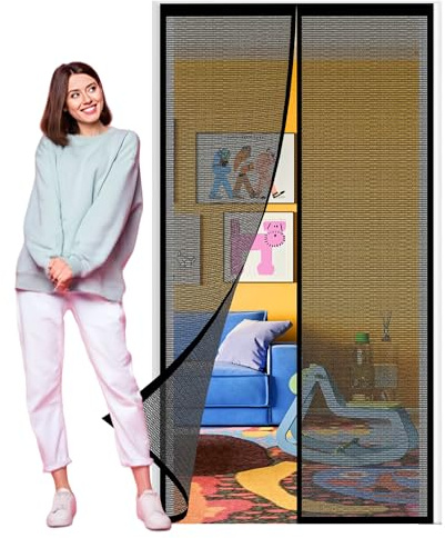 Zanzariera Magnetica per Porta Camper 160 x 182 cm Proteggere La Famiglia Tenda Zanzariera Porta Finestra per Porte Finestre Scorrevole Balcone, Nero