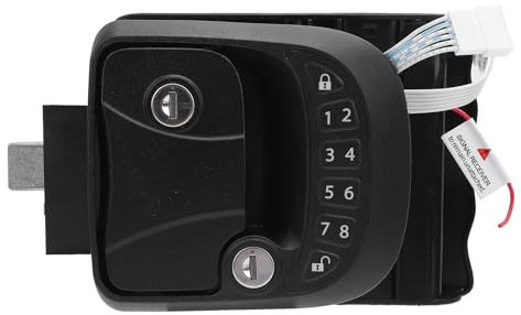 Hiraith RV Door Lock, Keyless Entry Remote Control Keypad Handle, Weatherproof RV Door Latch for Trailers, Motorhomes, Zinc Alloy, Black, 1 Pack (Right Side)
