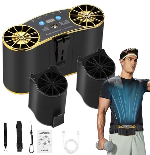 Generico Ventilatore da Indossare per Magliette,Circolatore d'Aria Ricaricabile USB | Ventilatore da Cintura Raffreddante con Luce per Campeggio Giardino Viaggio Cantiere Edile e Esterno