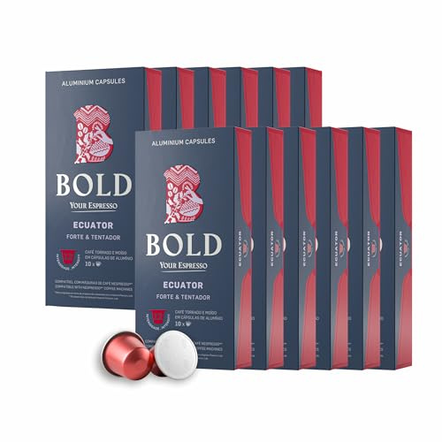 BOLD Your Espresso Cápsulas de Café Ecuator | 120 Cápsulas | Intensidad 12 | 100% Arábica con Notas de Cacao y Frutos Secos | Compatibles con Nespresso®