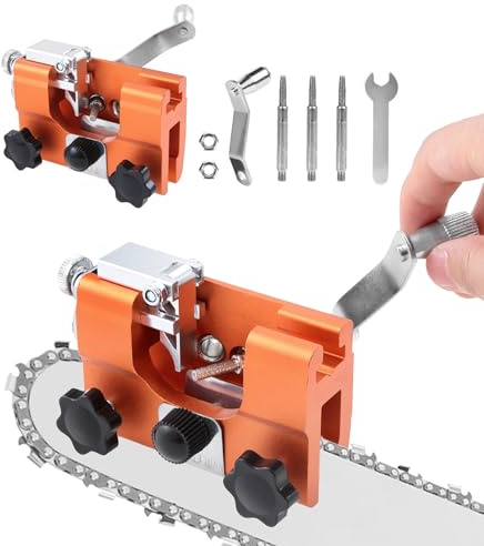 Chainsaw Sharpener Jig Kit, Chain Saw Sharpener Tool | With 3 Pcs Sharpening Burrs Grinding Stone, Portable Hand Crank Chainsaw Accessories for 8- 22 Chain