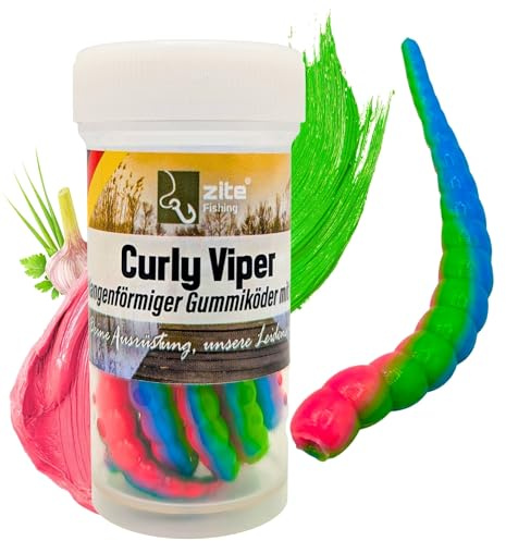 Zite Fishing Curly Viper Forellen Gummiköder 8 STK, 6,5cm | Schlangenartiger Forellenköder - UL Angelköder rotierend & Schlängelnd - Phthalatfrei & Handgefertigt