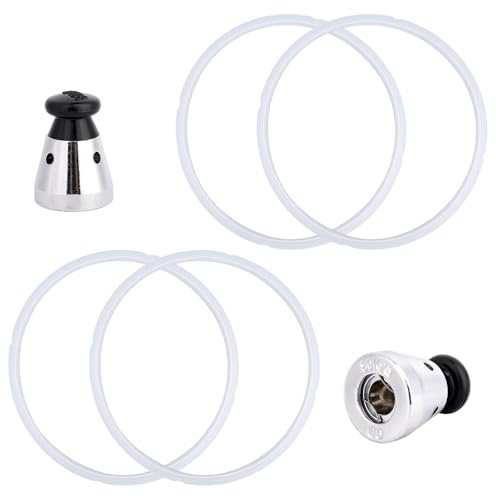 4pcs Pressure Cooker Sealing Rings with 2 High Voltage Caps, Universal Silicone Sealing Rings & Safety Valves Replacement Parts for Standard 80KPA Pressure Cooker Accessories