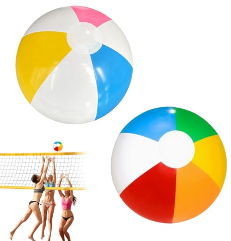 ShuHuiDe 2 Stück Aufblasbarer Wasserball,30 cm Regenbogenfarbener Wasserbälle für Baby Kinder und Erwachsene,Strandball Als Schwimmbad Spielzeug für Pool Partys und Sommerliche Aktivitäten Im Freien